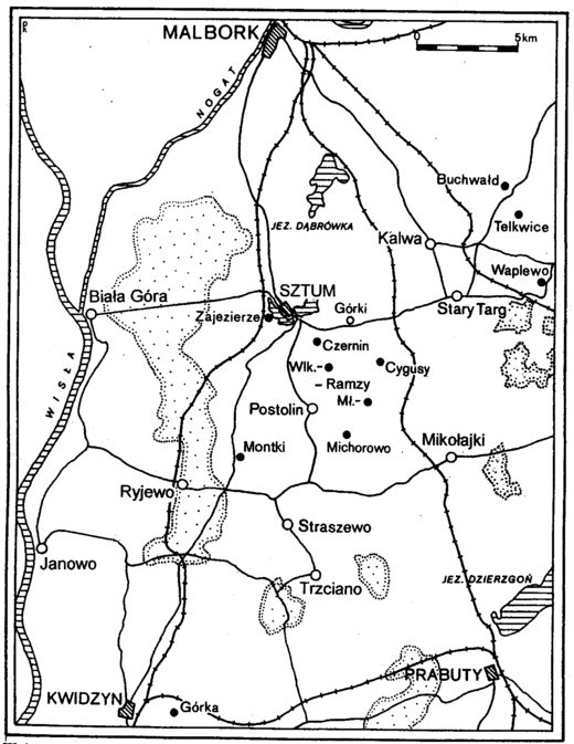 Map of the family's estates around Sztum and Malbork in East Prussia